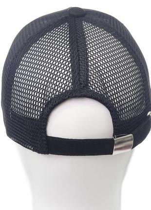 Черная однотонная мужская женская кепка тракер с сеткой6 фото