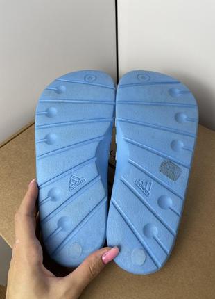 Тапки adidas голубые тапочки с полосками адидас 37-3810 фото