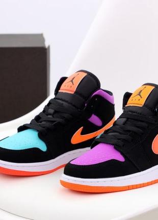 Жіночі високі шкіряні кросівки nike j0rdan 1#найк