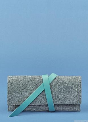 Женский тревел-кейс 1.0 из фетра с кожаными бирюзовыми вставками