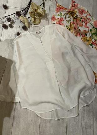 Базова біла блуза віскоза сорочка / базовая белая рубашка блуза оверсайз вискозная