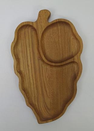 Дошка менажниця для подачі страв на 2 секції дуб ширина 37 см, довжина 24 см, висота 2,2 см