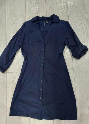 Синее платье рубашка mango на пуговицах м 5
