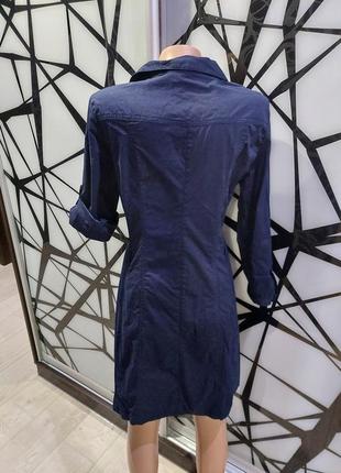 Синее платье рубашка mango на пуговицах м 6