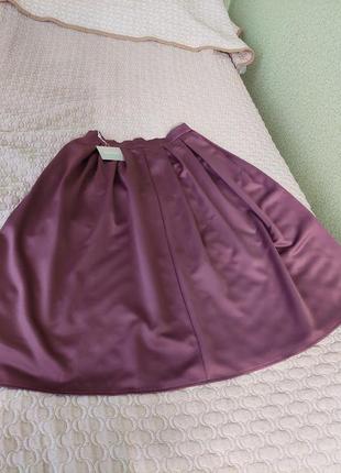 Атласная юбка с защипами4 фото