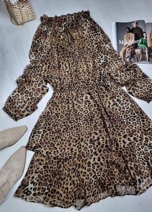 Платье шифоновое в леопардовый принт3 фото