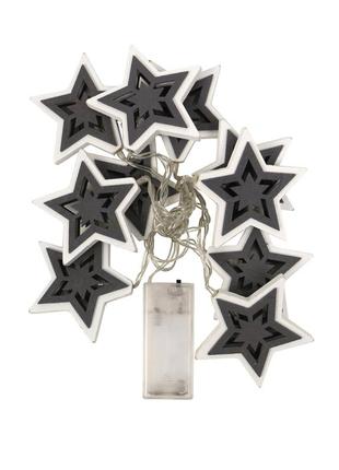 Декоративная led гирлянда из дерева "звезды" christmas gifts - белый-серый ny-110032