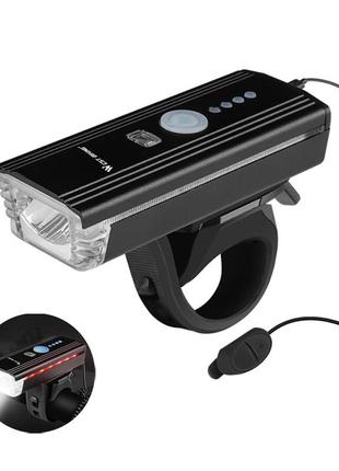 Велосипедна фара west biking 0701261 black металева велофара яскравий ліхтар акумуляторний led1 фото