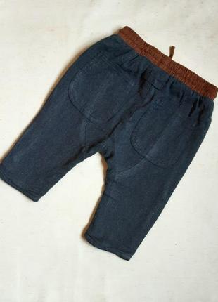 Демісезонні штанці zara сіре з коричневим на підкладці на 6-9 місяців (74см)3 фото