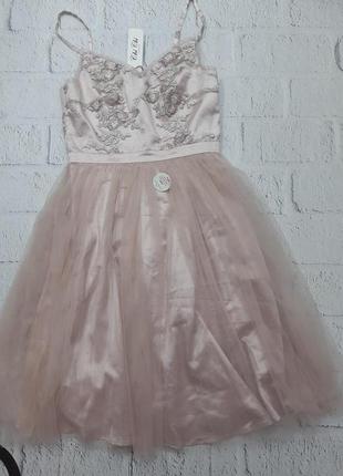 Винтажное платье миди с кружевным лифом на бретельках розового цвета7 фото