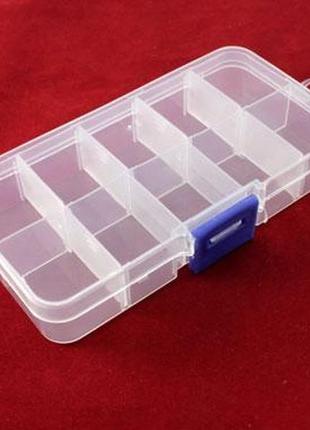 Коробка органайзер кейс бокс для снастей бісеру 12.5х6.3см 10 клітинок