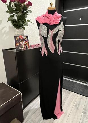 Сукня чорно-рожева зі стразами та шарфом esmer1 фото