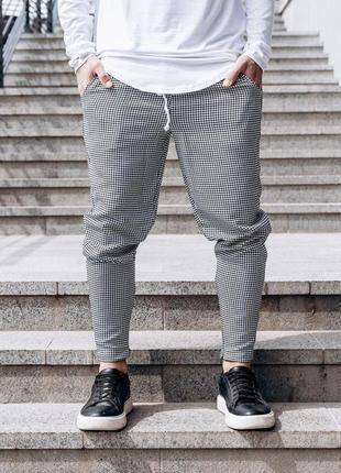 Мужские зауженные стильные брюки асос, принт гусиная лапка, размеры s-xl, серые4 фото