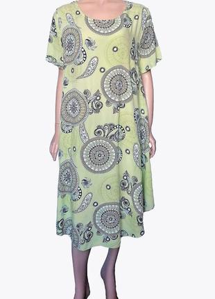 Сукня жіноча. розмір: 50/52. бавовна 100%. кольори: зелений, жовтий, бірюзовий. жіноче молодіжне плаття.2 фото