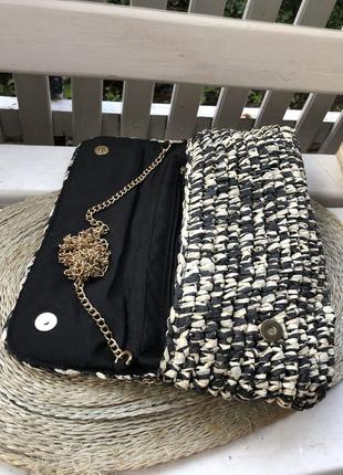 Плетёная,соломенная(бумажная)сумка на золото цепи,этно бохо,в стиле шанель,7 фото