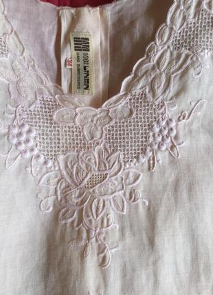 100% лён ручная вышивка фирменная натуральная винтажная роскошная льняная блуза льон супер качество!4 фото