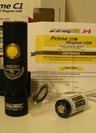 Ліхтар armytek prime c1 pro xp-l magnet usb (біле світло) + 18350 li-ion4 фото