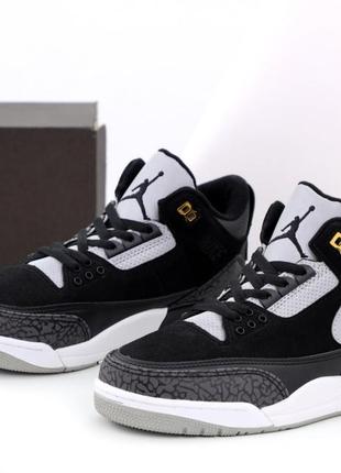 Мужские высокие кожаные кроссовки  nike air j0rdan 3#найк
