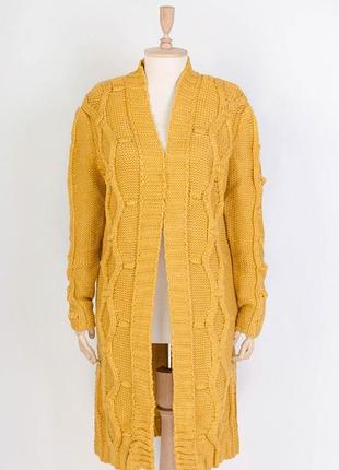 Жіночий теплий довгий в'язаний кардиган міді