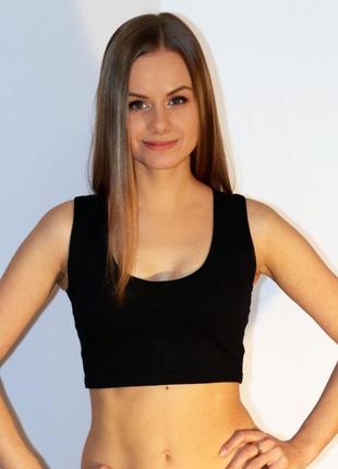 *new fast*подовжений чорний спортивний топ для фітнесу