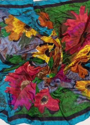 Красивый шелковый платок акварель индия /4262/1 фото