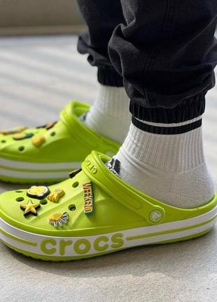 Крокс баябенд лайм crocs bayaband clog lime punch/white