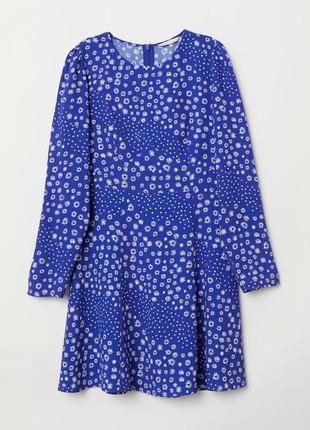 Сукня з крепу жіноча волошка / квіти  синій/ фіолетовий 34/2  h&m 0691890001