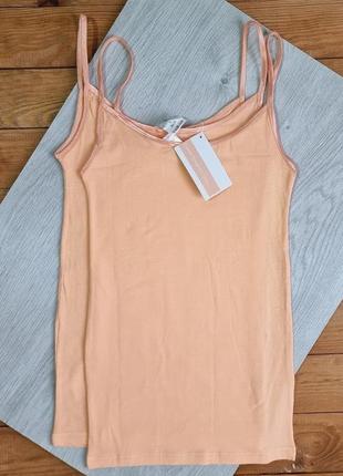 Комплект женских маек из 2 штук, размер l, цвет персиковый