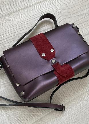 Сумка бордо шкіряна