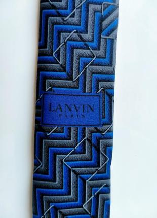 Синя шовкова краватка галстук lanvin paris з візерунком4 фото