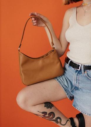 Карамельная кожаная сумка a-symetric, женская сумка из кожи, асимметричная сумка bagster