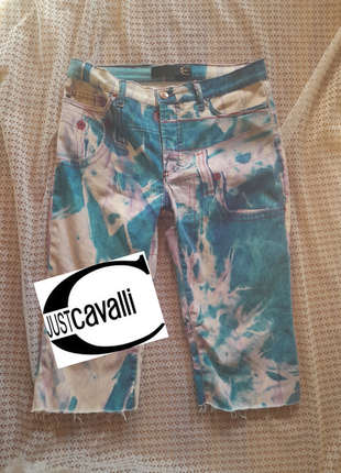 Круті кольорові джинсові шорти бриджі just cavalli1 фото