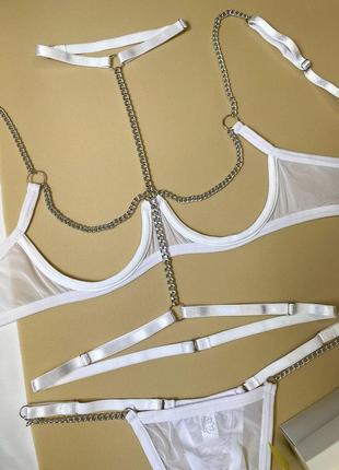 Комплект нижньої жіночої білизни, нижню білизну з портупеєю, сексуальний комплект2 фото