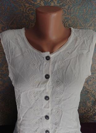 Летняя женская блуза майка хлопок вышивка блузка блузочка р.м/l5 фото
