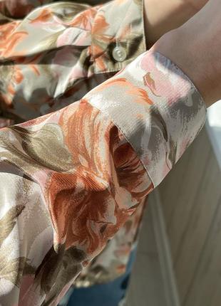 Шикарная блуза на пуговицах в акварельно цветочный принт рубашка 1+1=35 фото