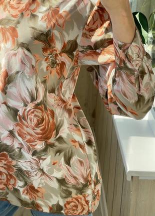 Шикарная блуза на пуговицах в акварельно цветочный принт рубашка 1+1=37 фото