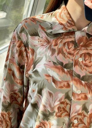 Шикарная блуза на пуговицах в акварельно цветочный принт рубашка 1+1=38 фото