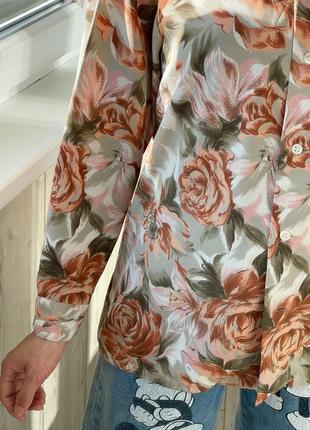 Шикарная блуза на пуговицах в акварельно цветочный принт рубашка 1+1=39 фото