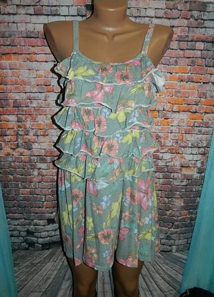 13-15 лет сарафан серый с рюшами на девочку-подростка next