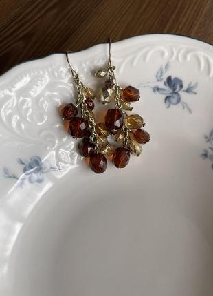 Серьги, сережки коньячная гроздь)