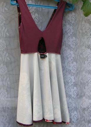 Бордове літнє плаття з квітами5 фото