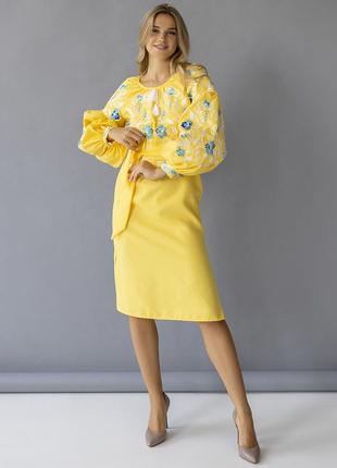 Жіноча вишита сукня вишиванка жовта сукня2 фото