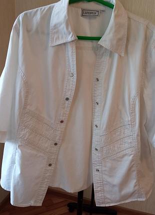 Білосніжна фірмова джинсова блузочка на кнопках, виробництва туреччини