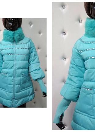 ✅ куртка євро-зима з кмушками та коміром з натурального хутра кролик комір знімається якщо набридне1 фото