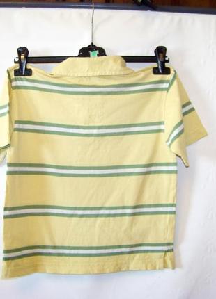 Хлопковая песочного цвета полосатая футболка flip back 7-8 лет 122-128 см5 фото