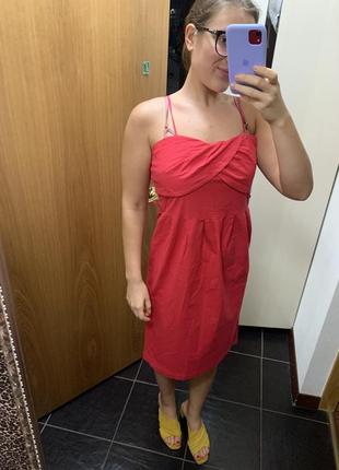 Красное платье миди красный сарафан хлопковое платье миди3 фото