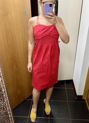 Красное платье миди красный сарафан хлопковое платье миди1 фото