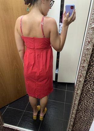 Красное платье миди красный сарафан хлопковое платье миди9 фото