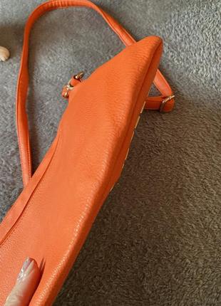 Оранжева сумка//сумка с длинной ручной6 фото