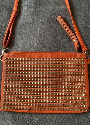 Оранжева сумка//сумка с длинной ручной5 фото